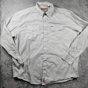 Rafter C Shirt Mens 2XL White Geometric Pearl Snap Western Cowboy Long Sleeve